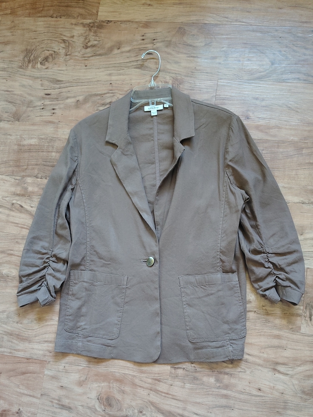 Chico's Taupe  Linen-Blend Blazer